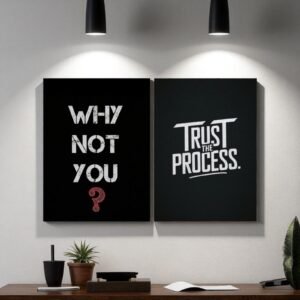 Pack of 2 Motivational MDF Wall Frames – Big Dreams & Don’t Be Afraid Quotes | Inspirational Sticky Wall Decor for Students, Office, Home & Study Room | Modern Wooden Frames for Living Room, Workspace & Bedroom Decoration