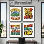 Motivational Wall Frames for Home, Office, Study Room & Workspace | Pack of 4 Inspirational Quotes Wall Art | Premium Wooden Glass & Sticky MDF Laminated Frames | Modern Room Decor – ShehzadaDecor - Image 2