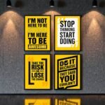 Motivational Wall Frames Pack of 4 for Home, Office, Study Room & Workspace Decor | Inspirational Wall Art Posters | Premium Wooden Glass & Sticky MDF Laminated Frames | Modern Wall Decoration Set – ShehzadaDecor