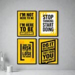 Motivational Wall Frames Pack of 4 for Home, Office, Study Room & Workspace Decor | Inspirational Wall Art Posters | Premium Wooden Glass & Sticky MDF Laminated Frames | Modern Wall Decoration Set – ShehzadaDecor - Image 4