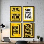 Motivational Wall Frames Pack of 4 for Home, Office, Study Room & Workspace Decor | Inspirational Wall Art Posters | Premium Wooden Glass & Sticky MDF Laminated Frames | Modern Wall Decoration Set – ShehzadaDecor - Image 2