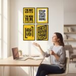 Motivational Wall Frames Pack of 4 for Home, Office, Study Room & Workspace Decor | Inspirational Wall Art Posters | Premium Wooden Glass & Sticky MDF Laminated Frames | Modern Wall Decoration Set – ShehzadaDecor - Image 3