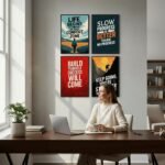 Motivational Wall Frames Pack of 4 for Home, Office, Study Room & Workspace Decor | Inspirational Wall Art Posters | Premium Wooden Glass & Sticky MDF Laminated Frames | Modern Room Decoration Wall Hanging – ShehzadaDecor - Image 2