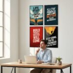 Motivational Wall Frames Pack of 4 for Home, Office, Study Room & Workspace Decor | Inspirational Wall Art Posters | Premium Wooden Glass & Sticky MDF Laminated Frames | Modern Room Decoration Wall Hanging – ShehzadaDecor - Image 4