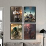 Close-up of PUBG Level 3 Helmet wall art frame with HD detail.