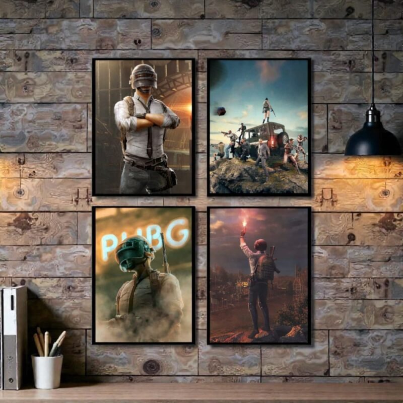 Stunning PUBG Gaming Wall Art Frames Pack of 4 by ShehzadaDecor.