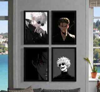 Stunning Anime Wall Art Frames Pack of 4 featuring Gojo Satoru.