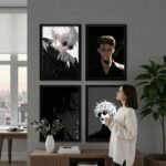 Gojo Satoru Anime Wall Art Frame with sunglasses HD print.