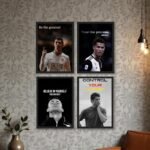 Cristiano Ronaldo motivational wall frames pack of 4 for home and office décor