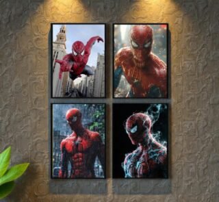 Premium Spider-Man Wall Art Frames Pack of 4 for modern room and gaming setup decor