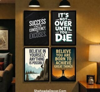 Wooden glass motivational wall frame with premium finish for office decor