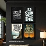 Sticky MDF vs wooden glass motivational frames comparison for wall decor