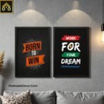 Office wall decor motivational frames with success quotes in modern workspace