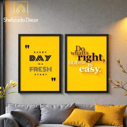 motivational wall frames pack of 2 displayed in modern office workspace