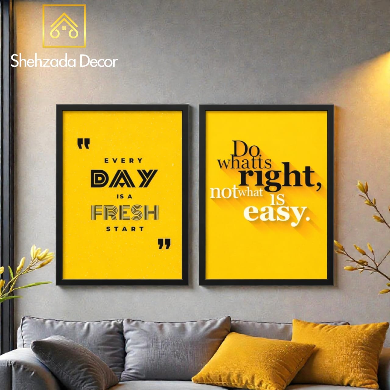 Motivational Wall Frames Pack of 2 for Office Decor motivational wall frames pack of 2 displayed in modern office workspace
