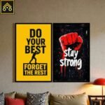 Motivational wall frames pack of 2 displayed in modern office room decor