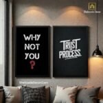 Motivational wall frames pack of 2 in modern office room decor