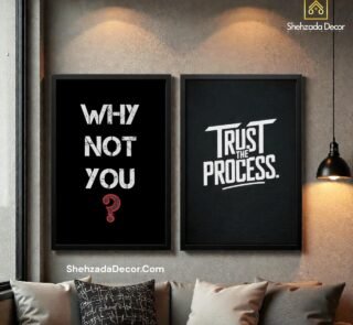 Motivational wall frames pack of 2 in modern office room decor