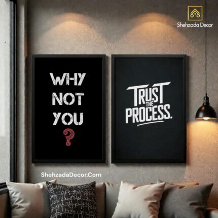 Motivational wall frames pack of 2 in modern office room decor