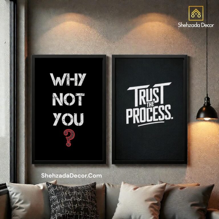 Motivational wall frames pack of 2 in modern office room decor