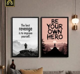 Set of 2 inspirational wall frames for home and office décor, available in MDF and wooden glass frame styles.