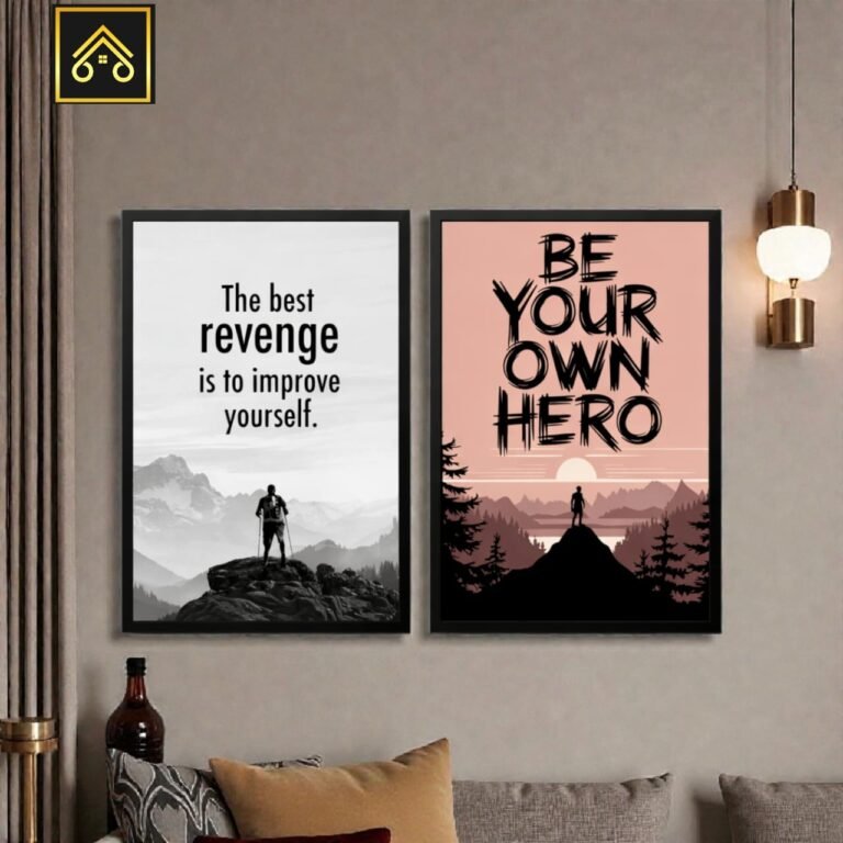 Set of 2 inspirational wall frames for home and office décor, available in MDF and wooden glass frame styles.
