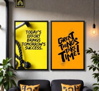 Close-up view of motivational wall frame with premium print quality for office and home wall decor