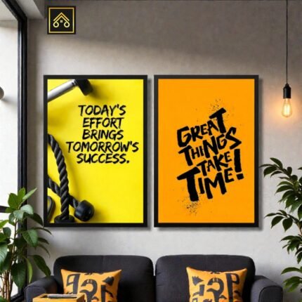 Close-up view of motivational wall frame with premium print quality for office and home wall decor