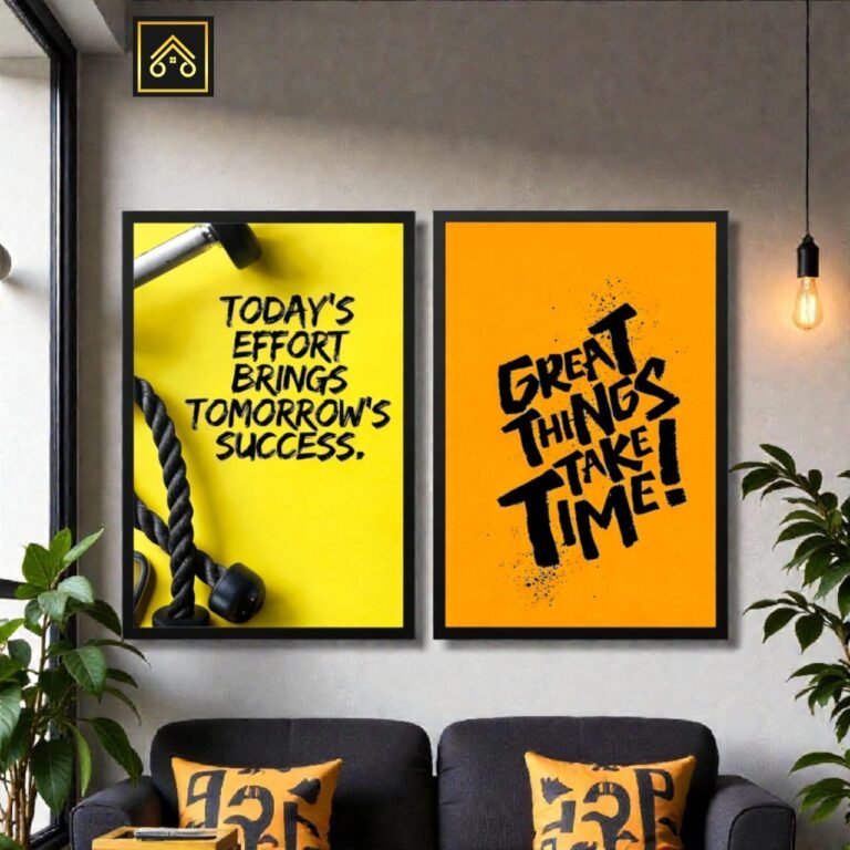 Close-up view of motivational wall frame with premium print quality for office and home wall decor