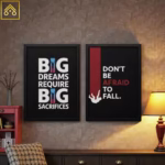 : ShehzadaDecor Wooden Glass motivational frame closeup showing acrylic front and wooden borders