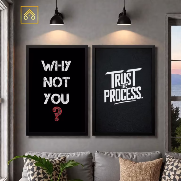 ShehzadaDecor pack of 2 motivational wall frames styled in a modern living room