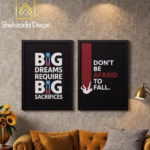 ShehzadaDecor Sticky MDF motivational frame being installed on wall with adhesive back
