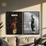 Sticky MDF motivational wall frame installation with adhesive backing