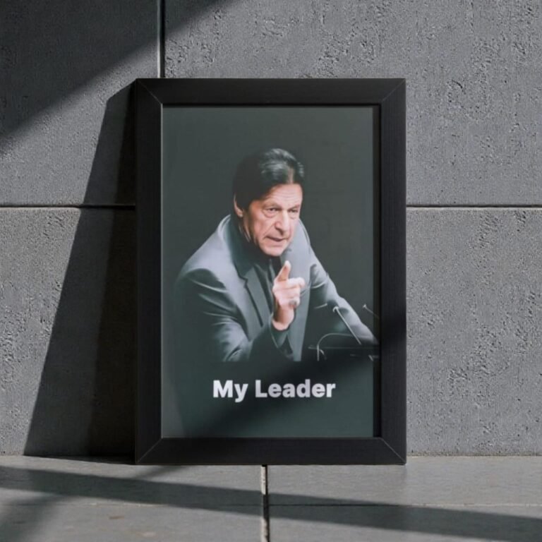 Imran Khan black suit portrait wall frame "My Leader" Pakistan.