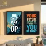 The Only Way Is Up Motivational Mountain Climbing Wall Art by Shehzada Decor
