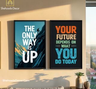 The Only Way Is Up Motivational Mountain Climbing Wall Art by Shehzada Decor