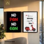 No Pain No Gain Motivational Wall Art Frame by Shehzada Decor