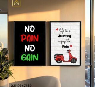 No Pain No Gain Motivational Wall Art Frame by Shehzada Decor