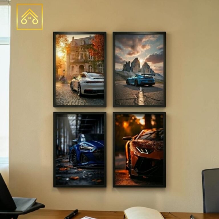 Modern luxury car wall decor frames with acrylic glass front for office and bedroom decoration