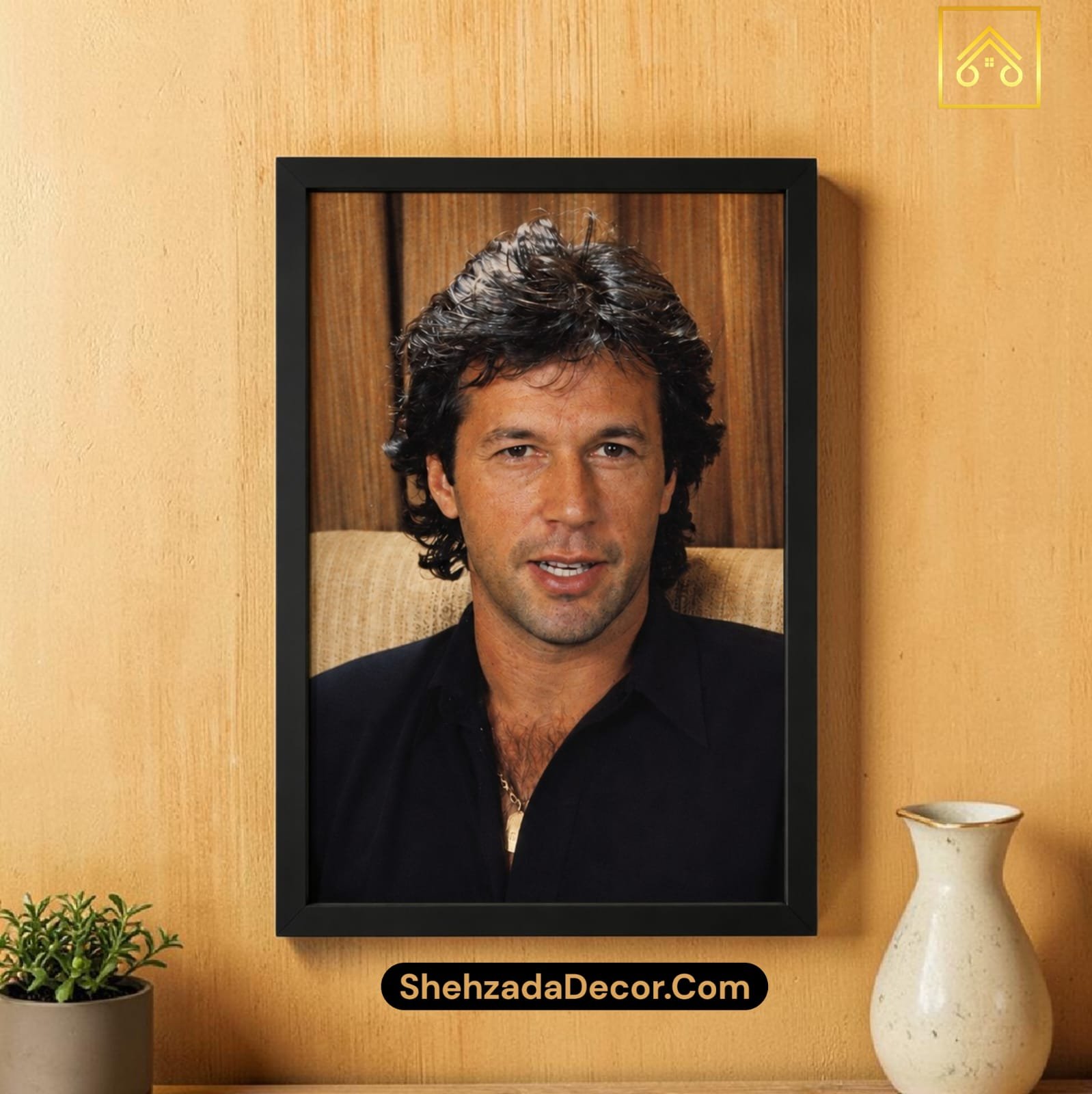 Imran Khan Wall Frame with Glass – Premium PTI Home Decor Imran Khan premium wall frame with black border for home and office decor in Pakistan
