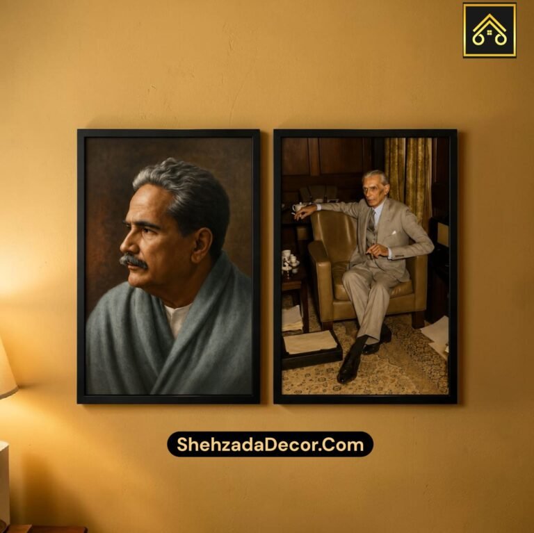 Quaid e Azam Muhammad Ali Jinnah HD wall frame with premium black border for office and home decoration