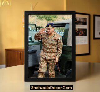Wooden glass photo frame black border closeup