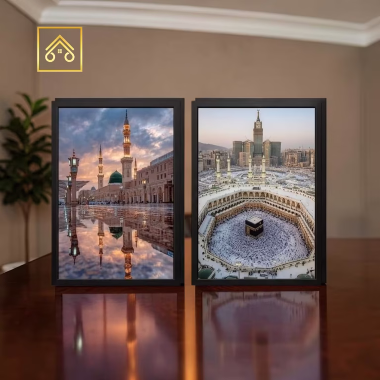 ShehzadaDecor Wooden Glass Islamic frame with acrylic front and wooden border closeup