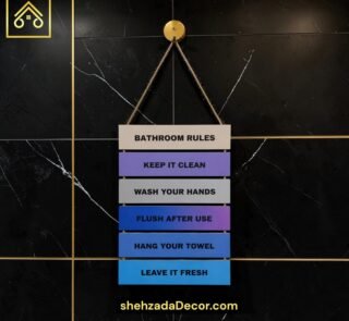 ShehzadaDecor bathroom rules wall hanging MDF displayed on interior wall