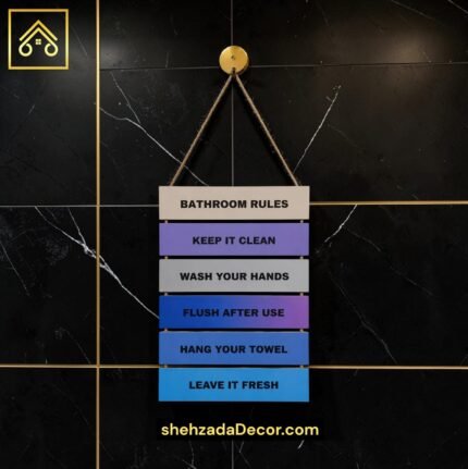 ShehzadaDecor bathroom rules wall hanging MDF displayed on interior wall