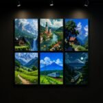 Closeup of ShehzadaDecor Sticky MDF Photo Tile showing printed mountain texture